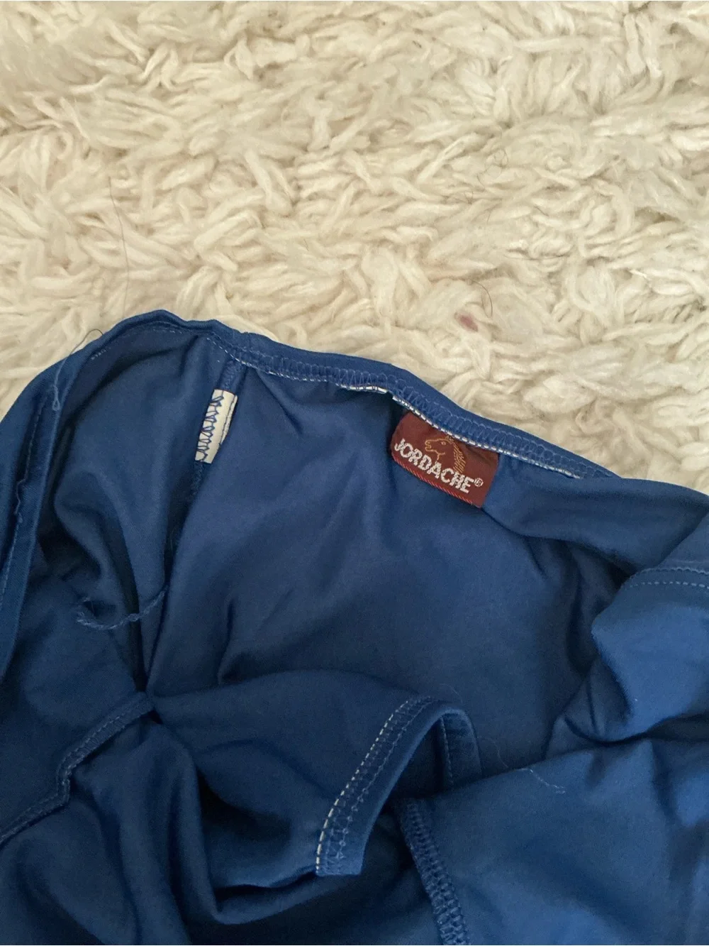 VINTAGE 70s 80s Jordache Bright Blue Ruched One Piece Swimsuit